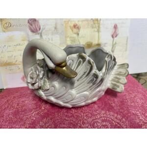 vintage white ceramic swan planter